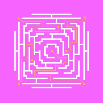 hallazgo solución conectando puntos en píxel laberinto vector