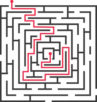 Finding the solution to a complex maze problem vector