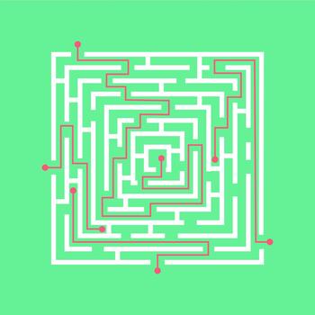 Finding solution path in complex maze solving concept vector