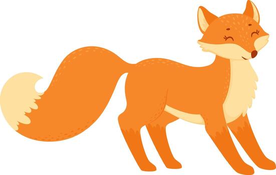 Orange fox character standing with a happy expression vector