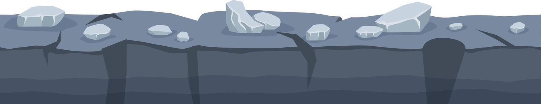 Ground cross section with rocks and cracks vector