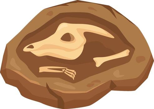 Dinosaur skeleton fossil discovering during archaeological excavation vector
