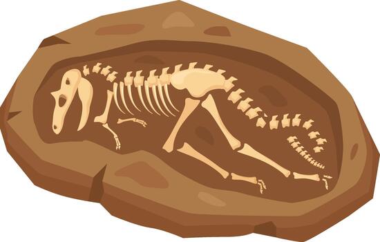 Dinosaur skeleton fossil discovering paleontology science illustration vector