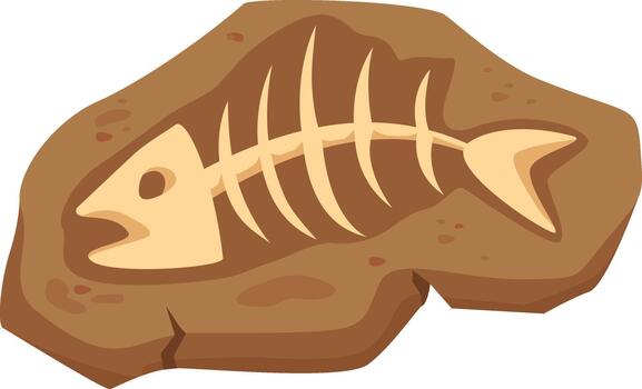 Fish skeleton fossil illustrating ancient prehistoric life science vector