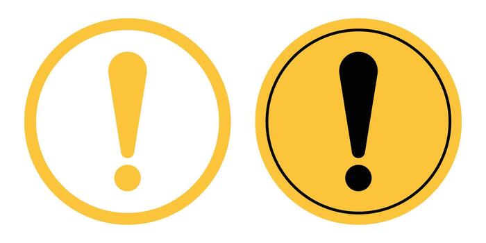 advertencia y atención símbolo conjunto ilustración con amarillo y negro exclamación marcas en círculos, representando importante información, alertas, advertido mensajes para digital medios de comunicación vector