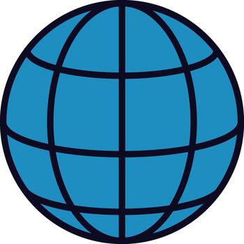Blue globe symbol representing global internet communication network vector