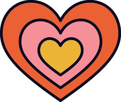 Concentric hearts creating a loving retro color design vector