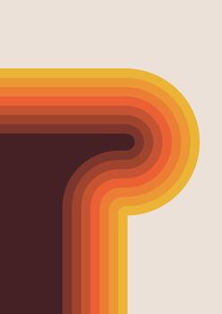 Retro curved stripes creating a colorful 70s graphic vector