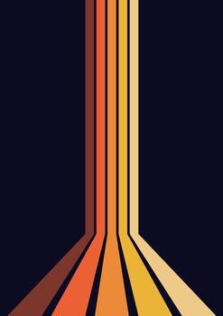 Retro colorful stripes creating vanishing point perspective background vector