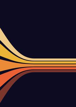 Retro 70s lines moving into horizon abstract background vector