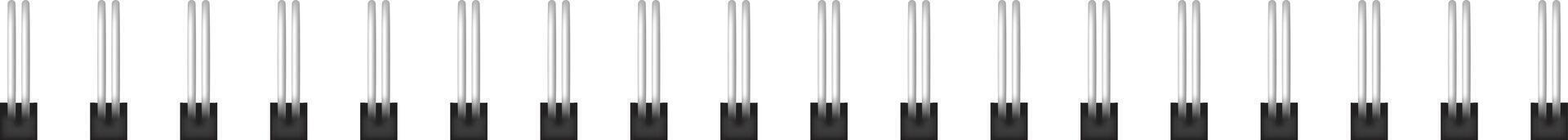 Electronic two pin components arranged in a row vector