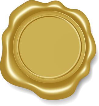 Gold wax seal creating a blank certificate element vector