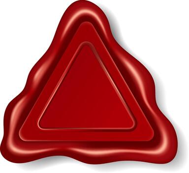 Red wax seal showing a blank triangular shape vector