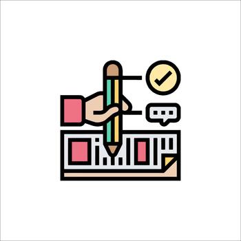 Planning Process Icon Hand Pencil Checklist and Data, decision making vector