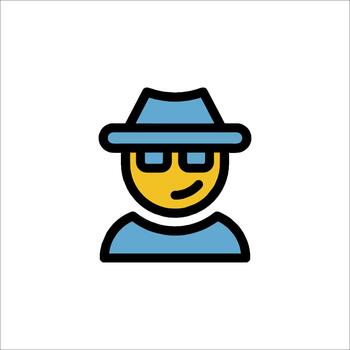 hacker icono anónimo persona con sombrero y anteojos, no identificado vector