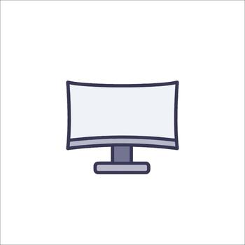 Curved Monitor Icon Computer Display Illustration, flat design vector