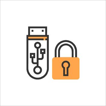 USB Security Flash Drive Data Protection Padlock Icon, digital security vector