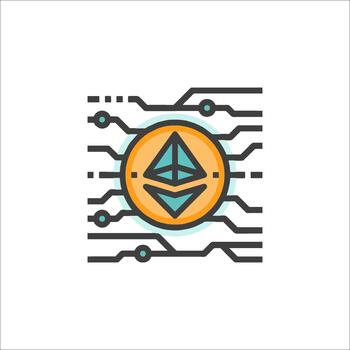 Ethereum Icon Cryptocurrency Blockchain Technology , digital currency vector