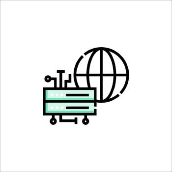 Global Server Network Icon Data Hosting Cloud Computing, global network vector