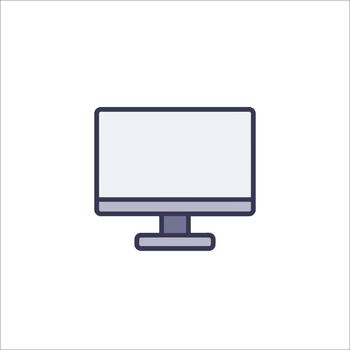 Computer Monitor Icon. Flat Screen Display Illustration, desktop vector