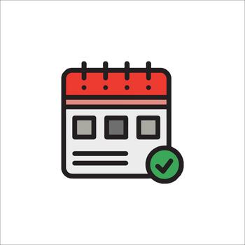 Calendar Icon with Check Mark - Schedule Date Appointment, planning vector