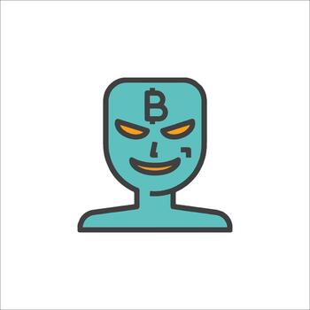 Bitcoin Hacker Icon Crypto Fraud Cybercrime Concept, scam vector