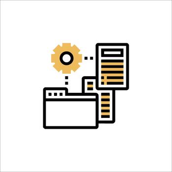 Data Processing Automation Gear Folder and Documents Icon, system vector
