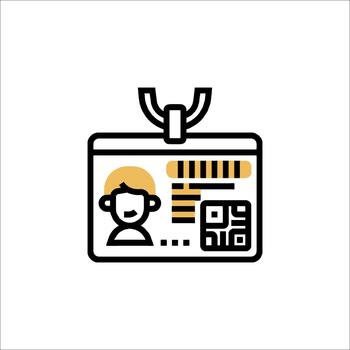 ID Badge Icon Identification Card QR Code Access Pass, identity vector
