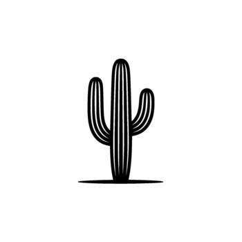 A minimalist of a saguaro cactus with bold outlines and stylized parallel lines representing ridges vector