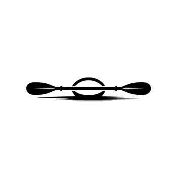 Abstract silhouette of a doublebladed kayak paddle resting vector