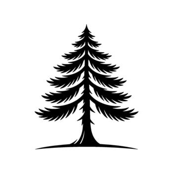 A stylized silhouette of a tall coniferous evergreen tree with distinct layered branches isolated vector