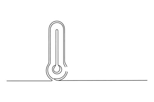 Simple line drawing of a thermometer indicating temperature measurement on a white background vector