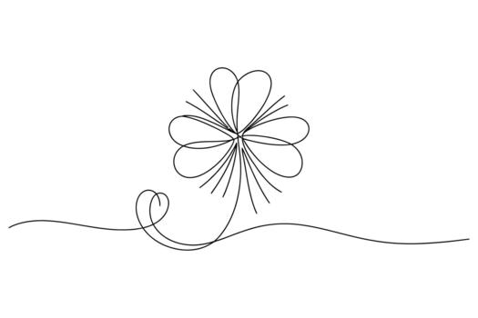 Elegant single line drawing of a delicate flower with looping stem on a white background vector