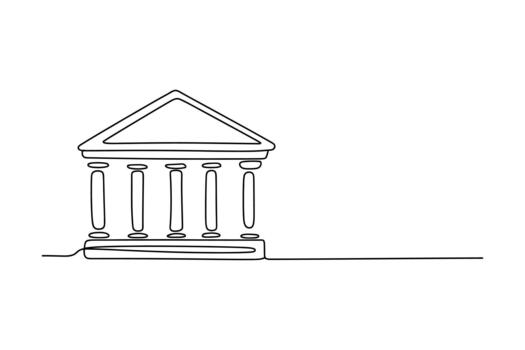 minimalista soltero línea dibujo de un clásico edificio con columnas y frontón en blanco antecedentes vector