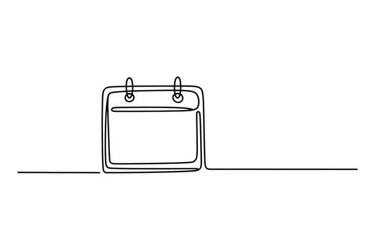 Minimalist single line drawing of a blank tear off calendar page hanging on a simple horizontal line vector