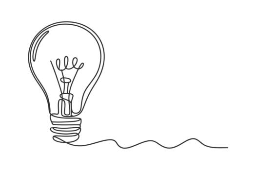 Simple hand drawn sketch of an incandescent light bulb with a wavy line extending from its base vector