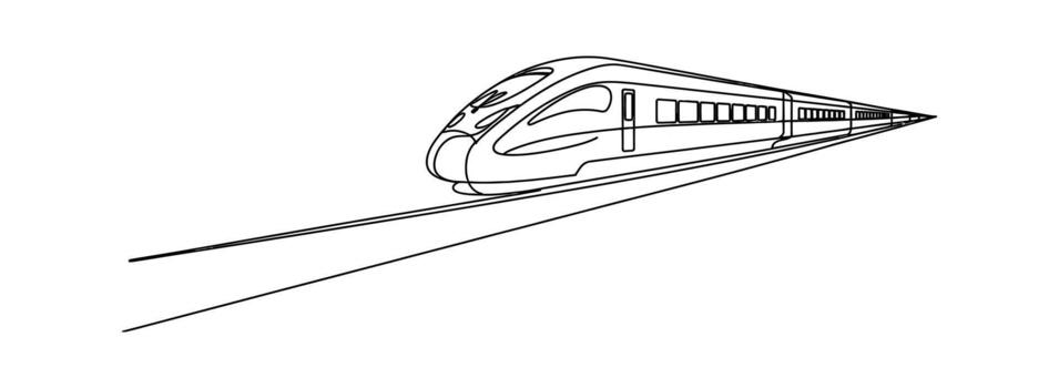 Sleek modern bullet train speeds along its tracks in a dynamic artistic sketch vector
