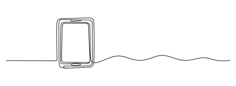 minimalista línea Arte dibujo de un alto rectangular objeto con un ondulado línea extensión desde sus base vector