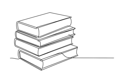 A simple hand drawn sketch of a stack of four rectangular books on a plain white background vector