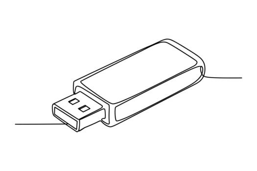un sencillo línea dibujo ilustración de un moderno USB destello conducir con un rectangular cuerpo y expuesto conector vector