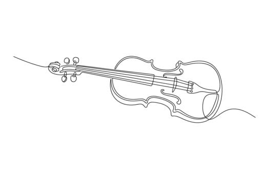 Elegant continuous line drawing of a violin showcasing its classic shape and musical essence vector