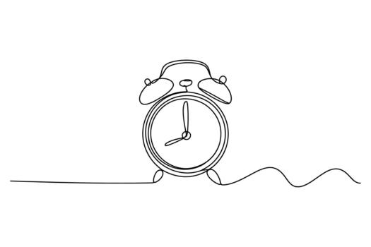 Simple hand drawn sketch of a classic twin bell alarm clock with a wavy line extending from its base vector