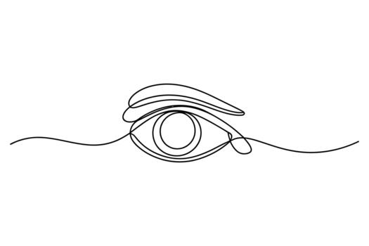 Minimalist single line drawing of a human eye with eyebrow and eyelashes on a white background vector