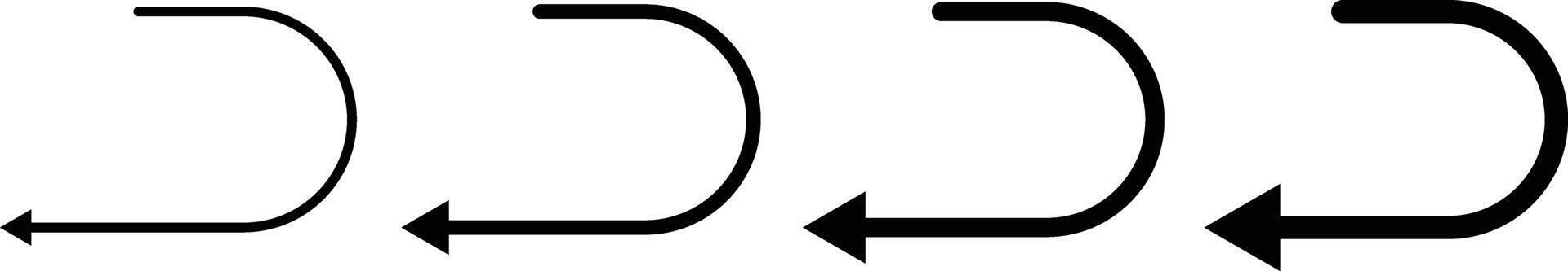 Send back icons set. Undo and reply signs. Return arrow symbols. Reverse Transaction Symbol. Delivery Return Symbols vector