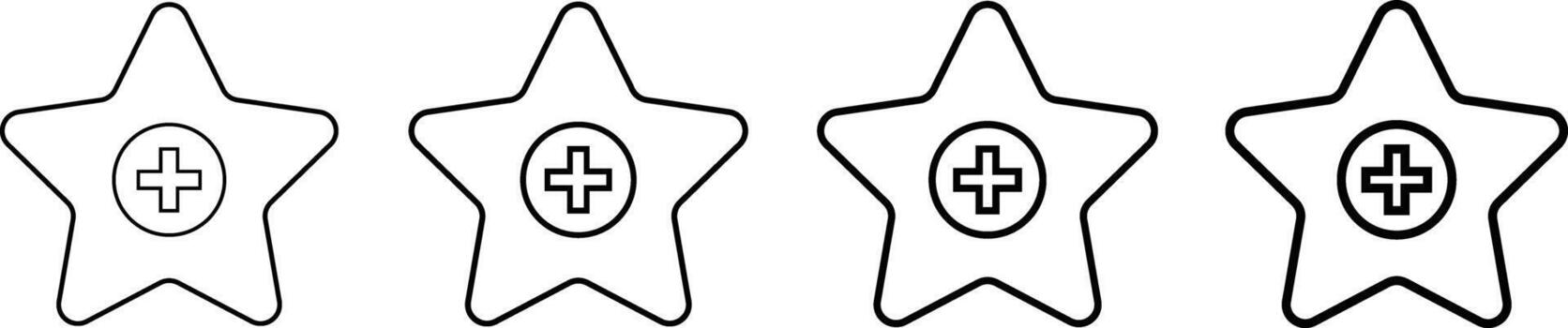 Add to favorite icon with star. Star rating and plus symbol. Mark as Favorite Icon. Save and prioritize content sign vector