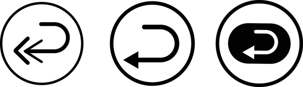 Send back icon set. Undo and reply signs. Return arrow symbols. Reverse Transaction Symbols. Delivery Return Symbols vector