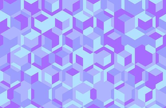 Abstract geometric background featuring a seamless pattern of interlocking purple and light blue cubes. vector