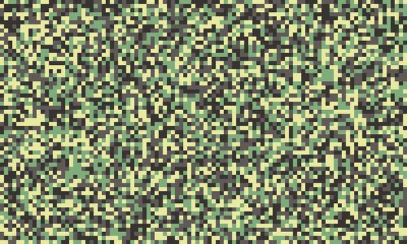 resumen pixelado camuflaje modelo en apagado verduras y beige tonos Perfecto para antecedentes, texturas, o Moda diseño, simbolizando ocultación, estrategia, o digital naturaleza. vector