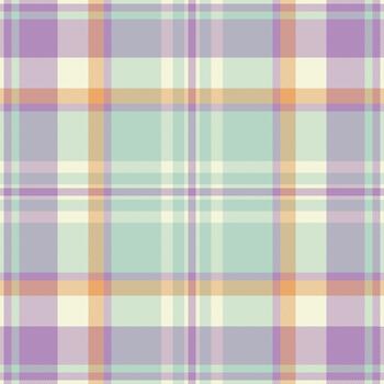 Soft pastel plaid pattern. A versatile textile design with intersecting lines in lavender, beige, mint, and orange. Ideal for backgrounds and creative projects. vector