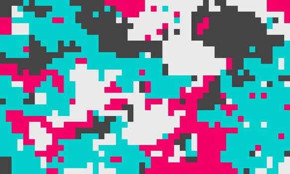 Abstract pixel art background. Vibrant teal, pink, white, and gray blocks create a dynamic, energetic design. Perfect for websites, presentations, or digital art projects. vector